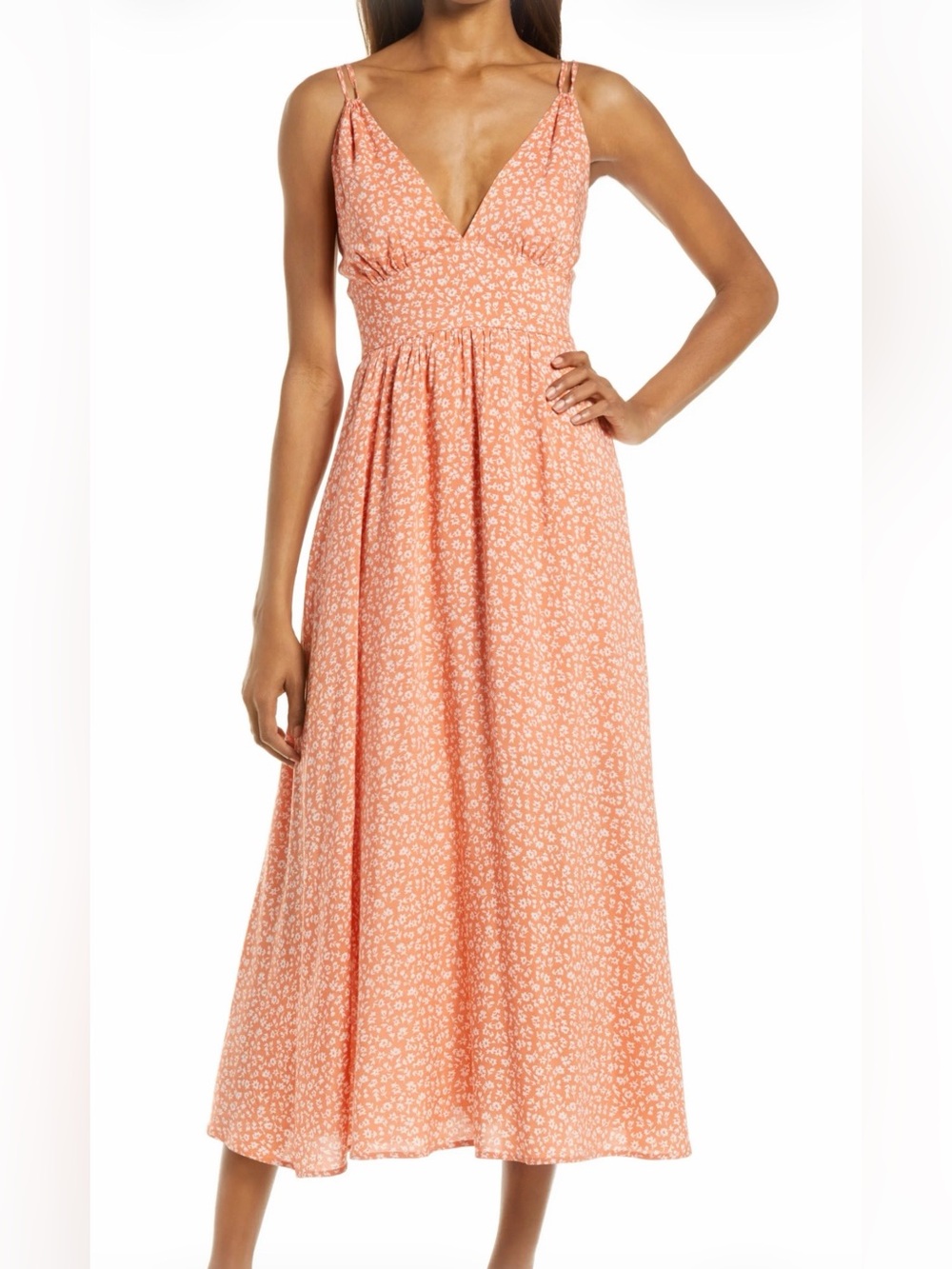 BB Dakota Orange Floral Spaghetti Maxi Dress